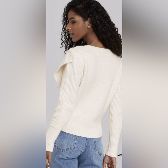 Wild Fable Soft Cream Ruffle Knit Sweater, Size Small - Picture 3 of 10